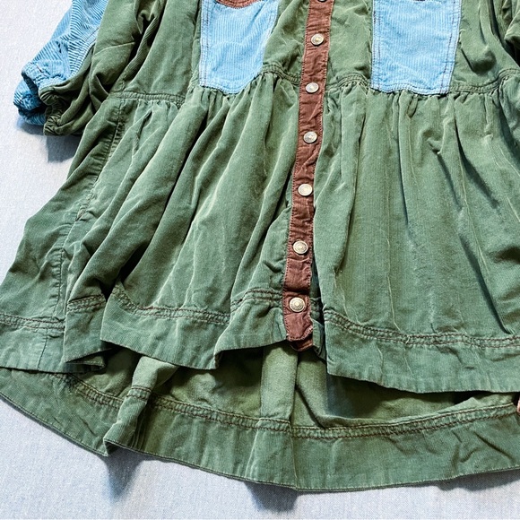 Free People Wild Roads Mini Button Down Puff Sleeve Babydoll Pocket Dress Size S - Picture 3 of 7